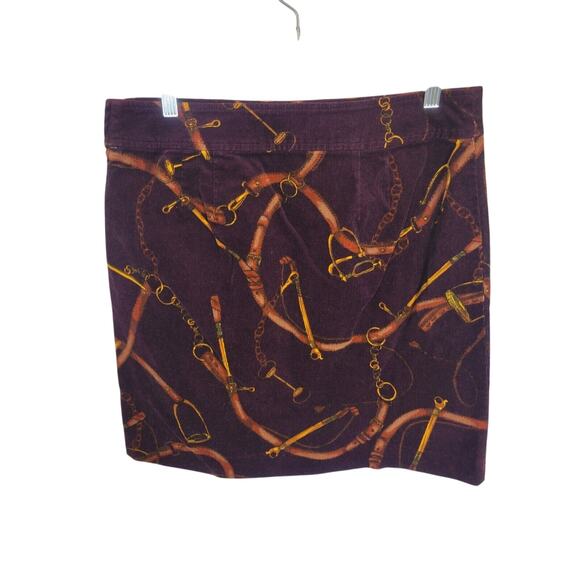 Talbots Bit & Bridle Burgundy Equestrian Corduroy Mini Skirt Women's Size 10p - Picture 1 of 9